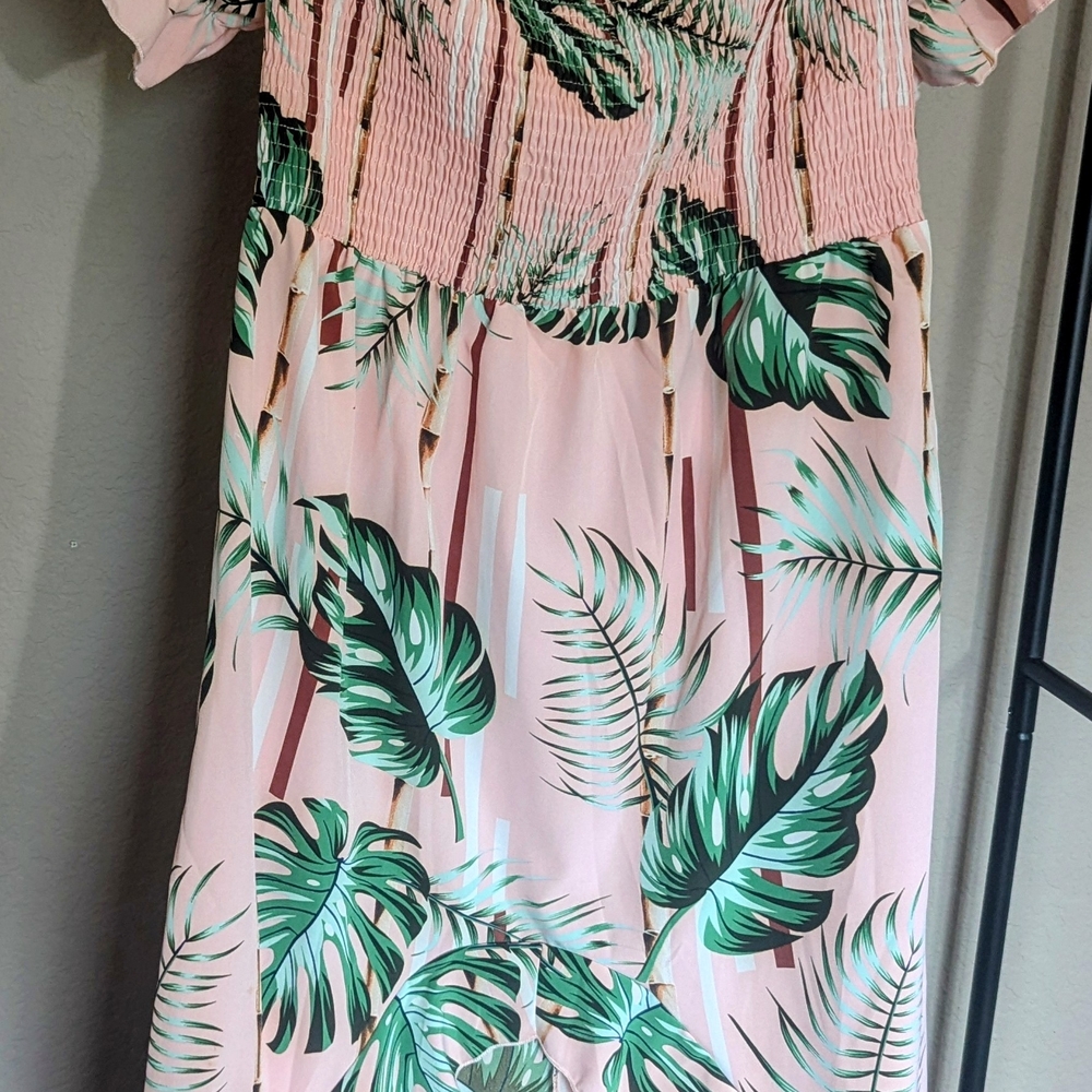 Tropical Pink and Green Dress